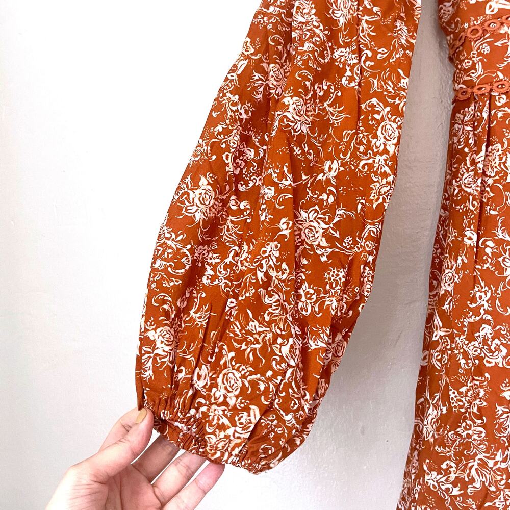 Caroline Constas Blakely Floral Mini Dress NWT Rust S - Picture 10 of 16